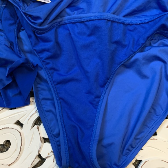 Kenneth Cole Reaction Royal Blue Ruffle Full Bottom Bikini Swim Skirt Size M NWT - Picture 6 of 10
